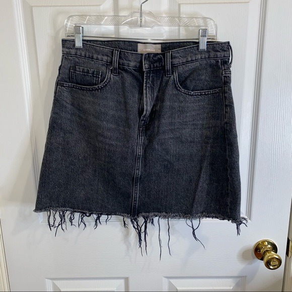 EVERLANE BLACK DENIM RAW HEM SKIRT SIZE 30 - Picture 3 of 6